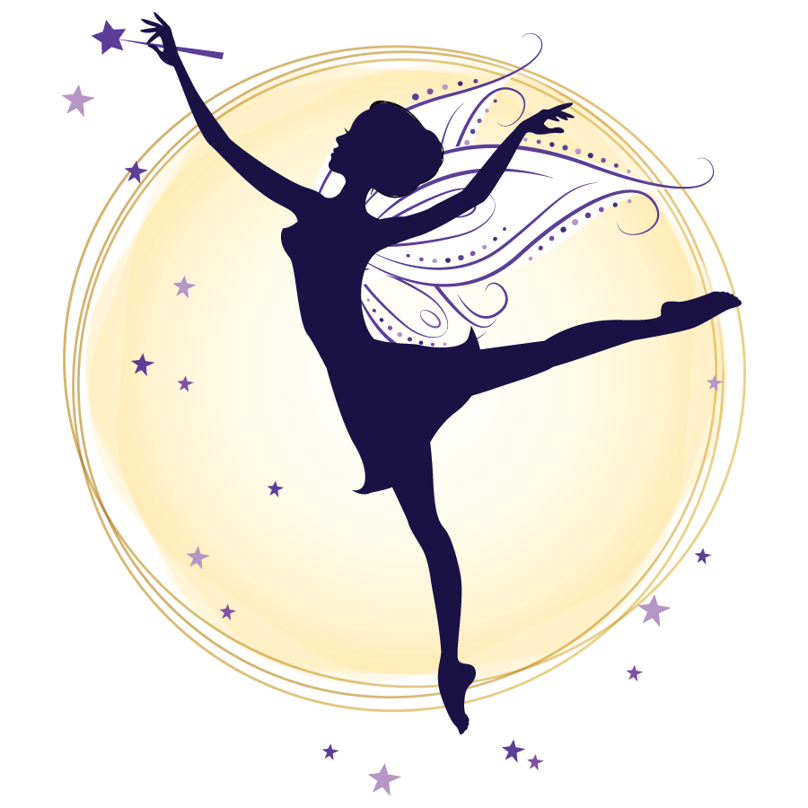 Silhouette of a graceful fairy dancing in front of a glowing golden moon, symbolizing joy, transformation, and spiritual alignment in the Life Majick brand.