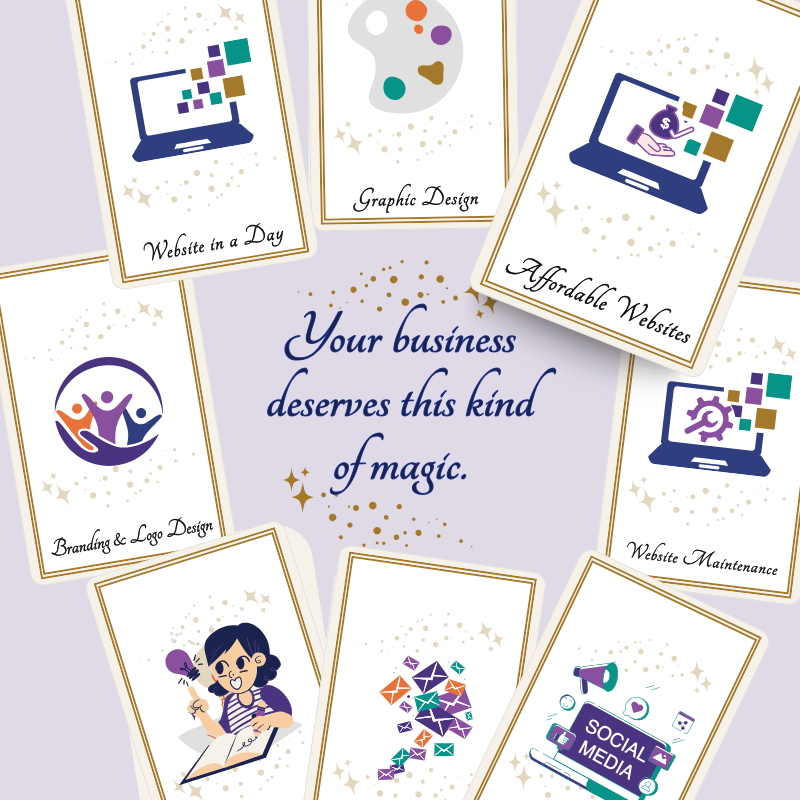 Aligned Soul Design Services Affordable Websites Strategic, scalable WordPress sites that won’t break the bank. Tarot-style card with a laptop and a dollar sign, symbolizing budget-friendly website options.