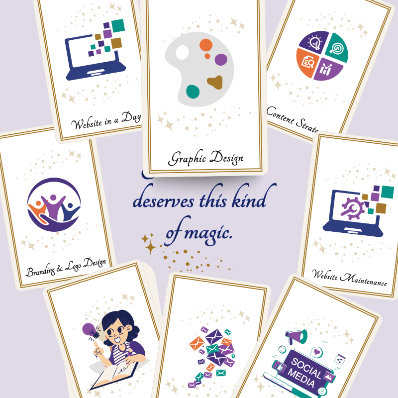Aligned Soul Design Services Graphic Design - Standout visuals that align with your energy and brand. Tarot-style card with a painter’s palette featuring colorful paint dabs, symbolizing custom graphic design.