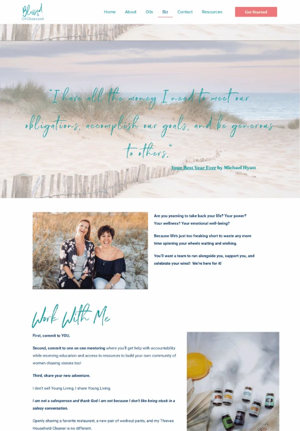 Archived homepage for Blessed Oil Obsessed, a spiritual brand offering essential oils.