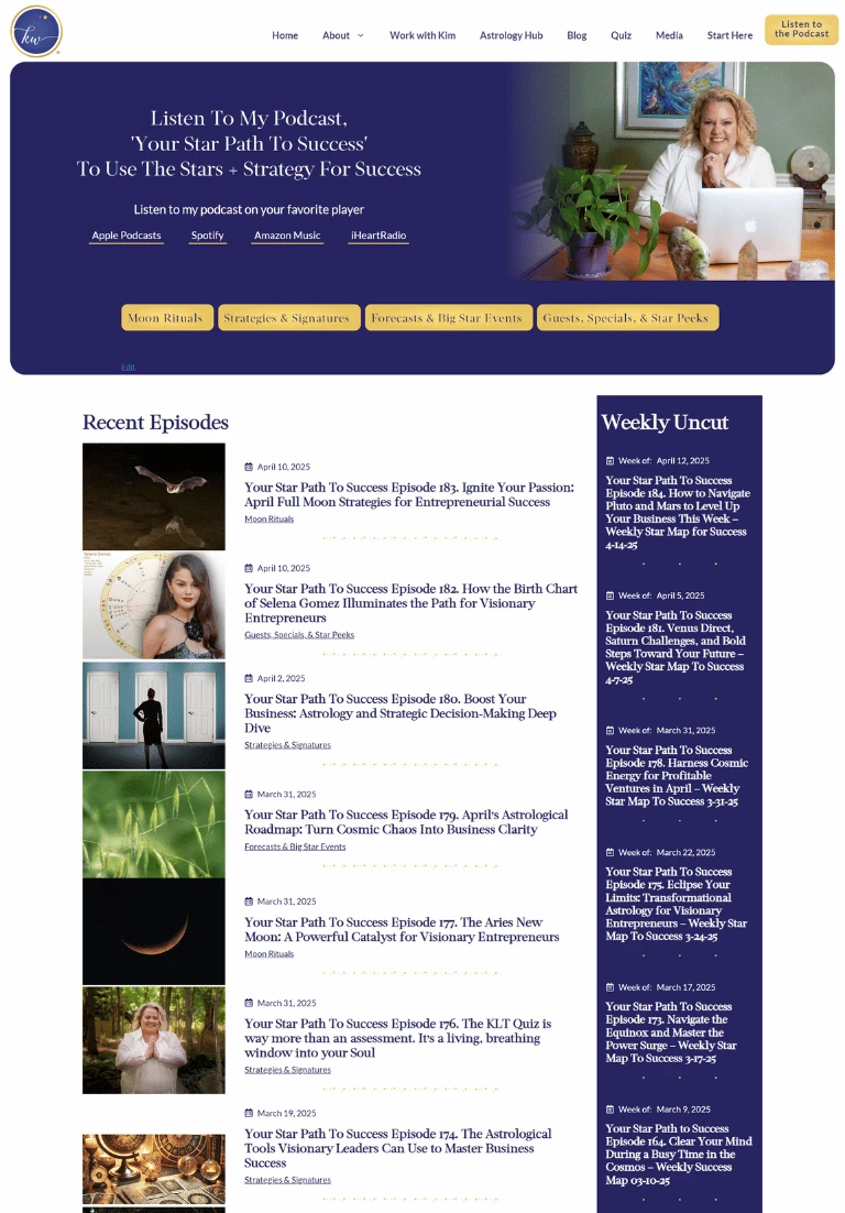 Spiritual strategist Kim Woods’s website with business astrology, strategy, and mystic mentorship.